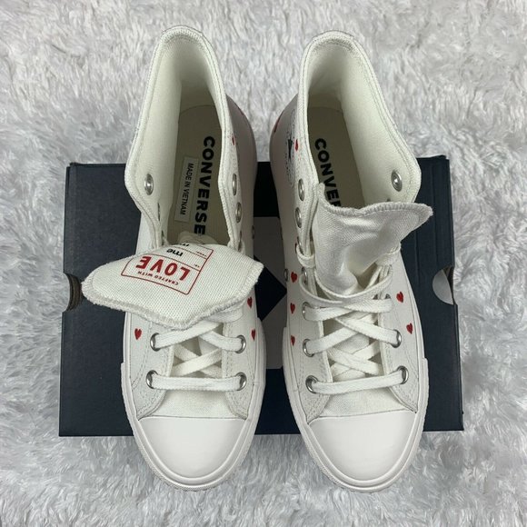 White Converse All Star Valentines Day Crafted with Love A01599c Womens - Picture 3 of 11